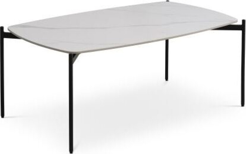 Malta salongbord, rektangulært - hvit keramikk og svart metall (120x70xH:50)