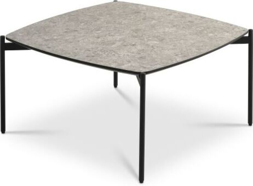 Malta salongbord, firkantet - beige terrazzo HPL og svart metall (80x80xH:50)