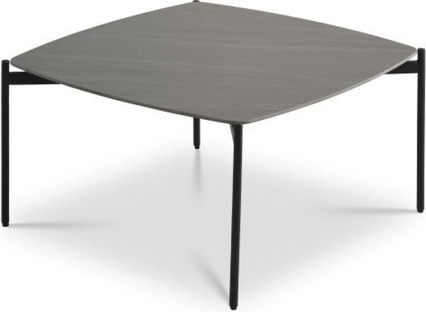 Malta salongbord, firkantet - antrasittgrå keramikk og svart metall (80x80xH:42)