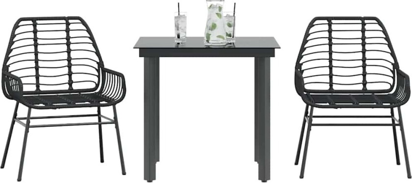 Hagespisegruppe 3 deler svart polyrotting glass