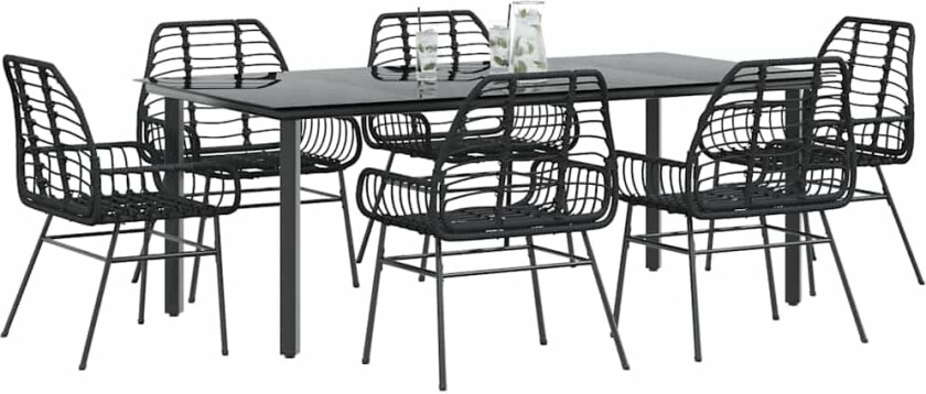 Hagespisegruppe 7 deler svart polyrotting glass