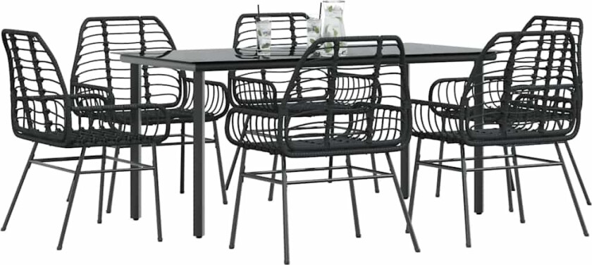 Hagespisegruppe 7 deler svart polyrotting glass