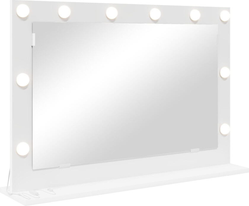 Sminkespeil med LED-lamper Hvit 80x55x18 cm