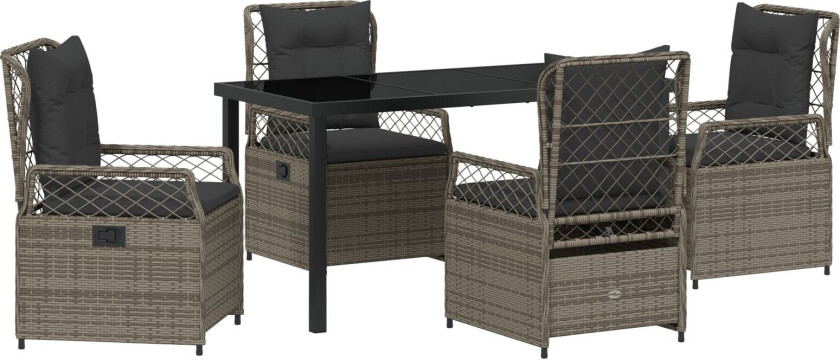 5 deler hage spisebord sett grå poly rotting