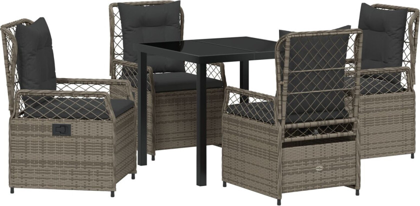 5-delt hage spisegruppe Grå Poly Rattan