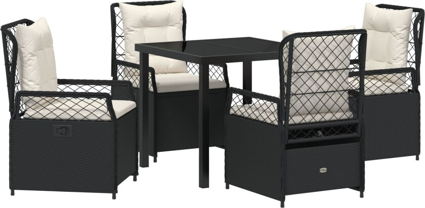 5-delt hage spisebordsett svart poly rotting