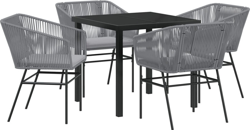 Sett av 3 Grå PE Rattan 4-seter UV-bestandige materialer