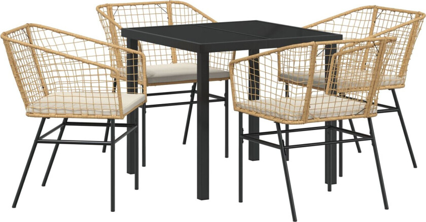 5-delt hagemøbelsett med puter brun polyrotting