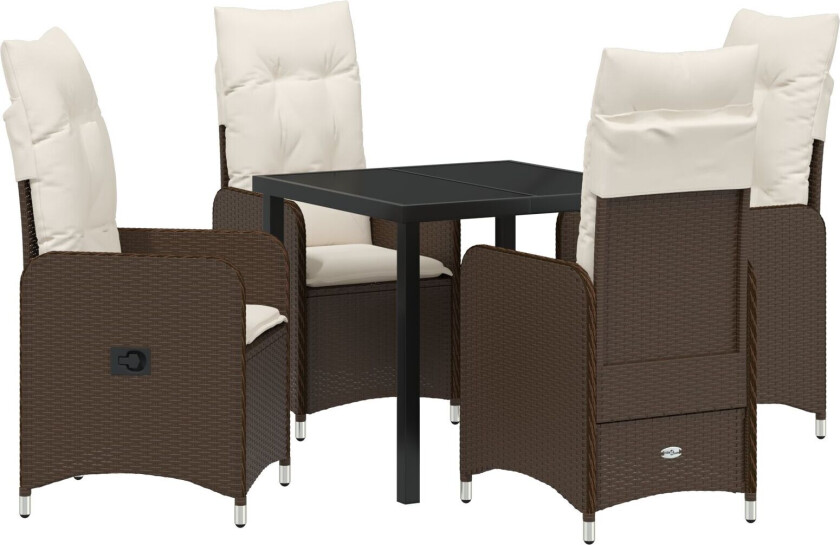 5-delt hage spisestue med puter Brun Polyrotting