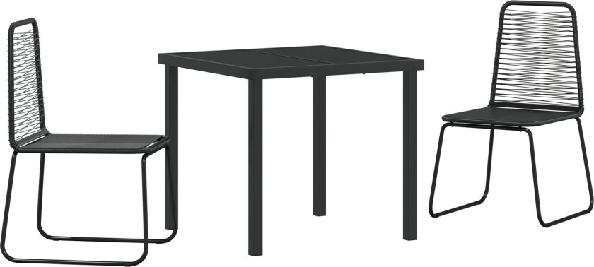 3 Delt Hage Spisestue Sett Svart Poly Rotang