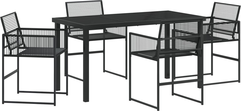 5-delt Hagemøbelsett Svart Poly Rotting