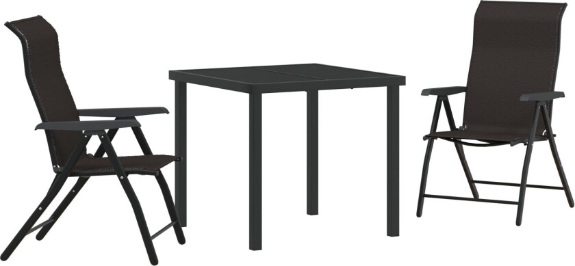 3-delt Hage Dining Sett Svart Poly-rotang