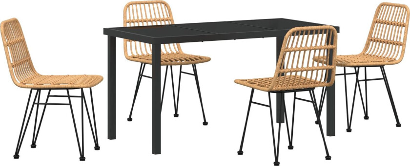 5 Delers Hagemøbelsett Brun Poly Rattan