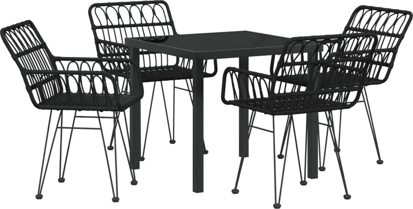 5-delt hagemøbelset svart poly rattan