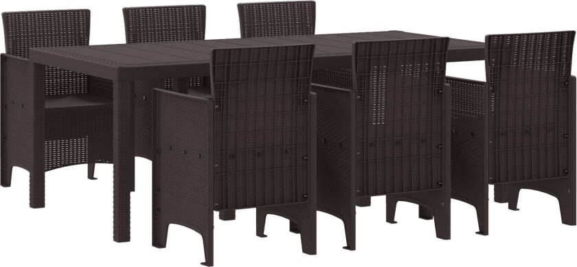 7 Delt Hagemøbelsett Brun Poly Rattan