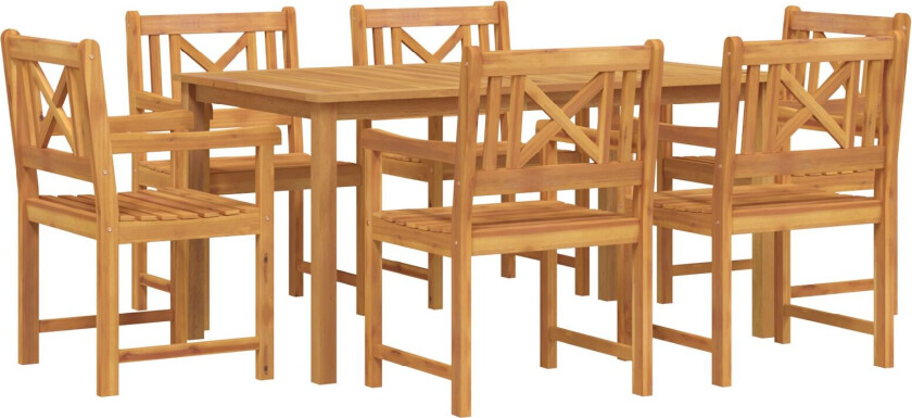 7 Delt Hagemøbelsett i Massiv Akasie