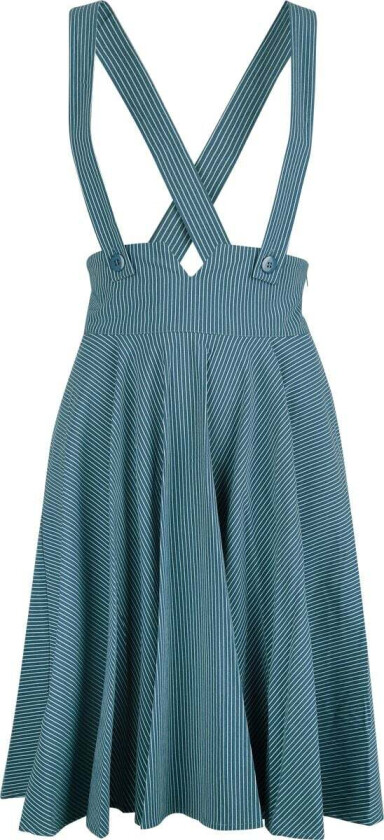 Rockabilly Middellangt skjørt - Pinstripe Suspender Flare Skirt - XS til XXL - Damer - blå