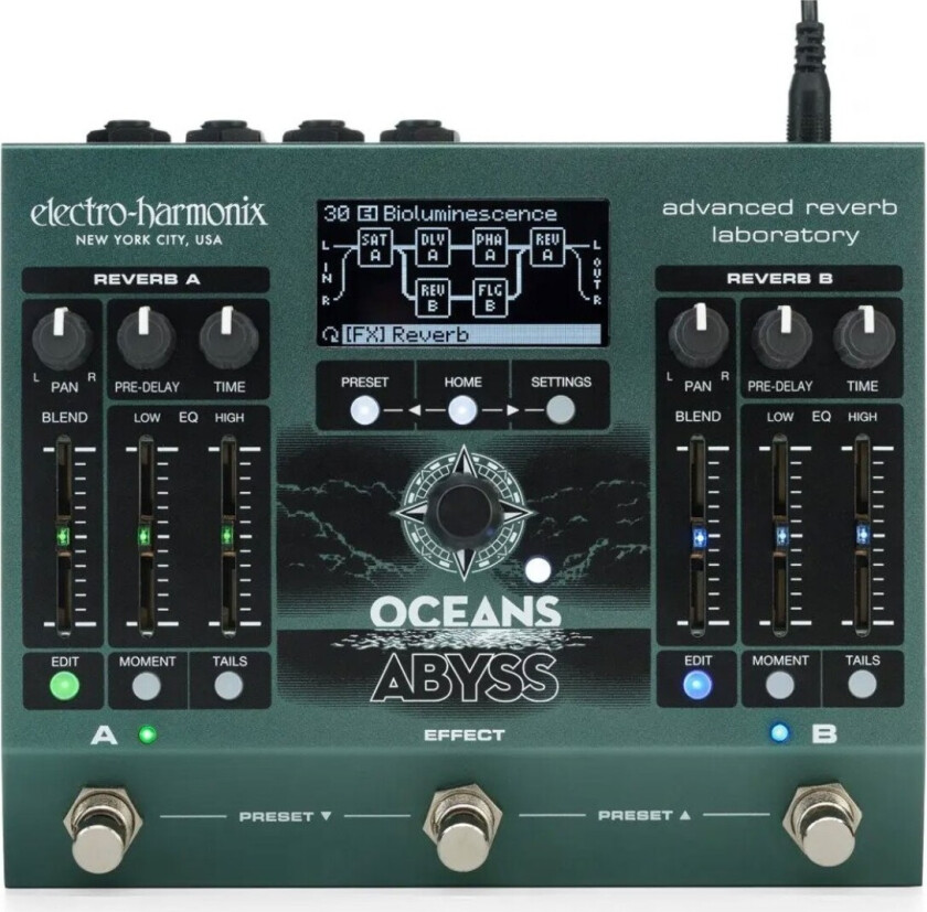 Oceans Abyss Dual Stereo Reverb Pedal