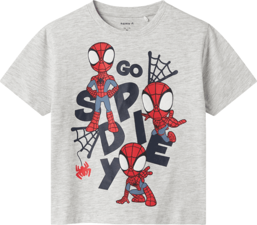 Name It Nmmmain Spiderman t-skjorte småbarn, Light Grey