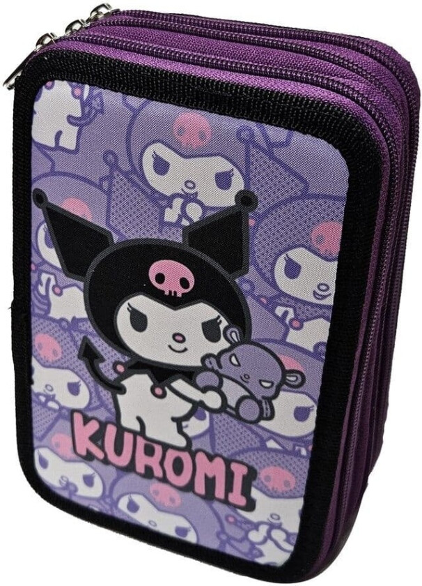 Hello Kitty Kuromi triple pencil case