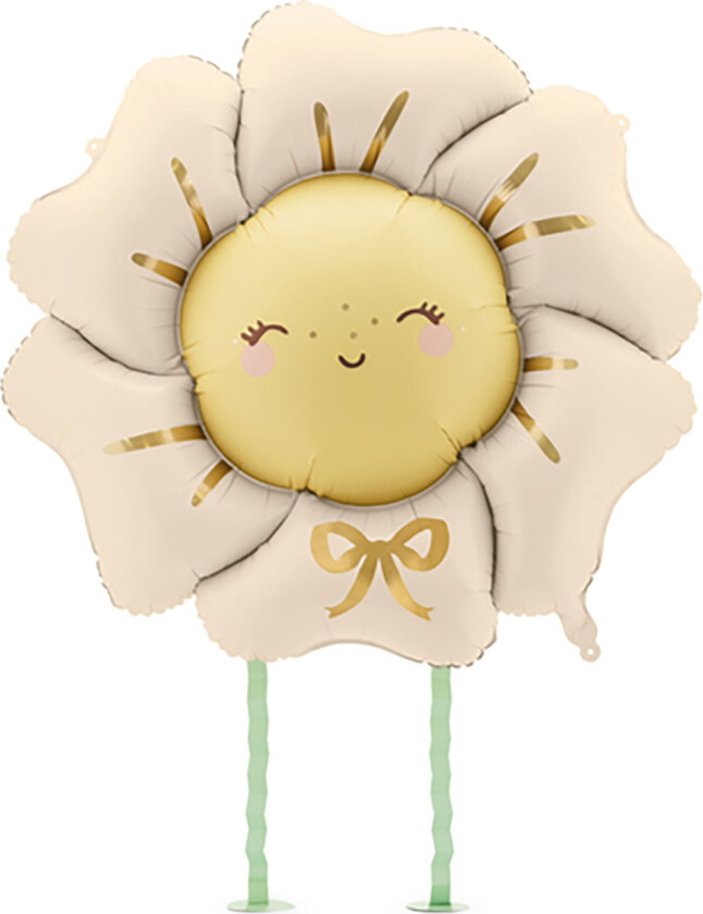 Folieballong Blomst med Ben Beige