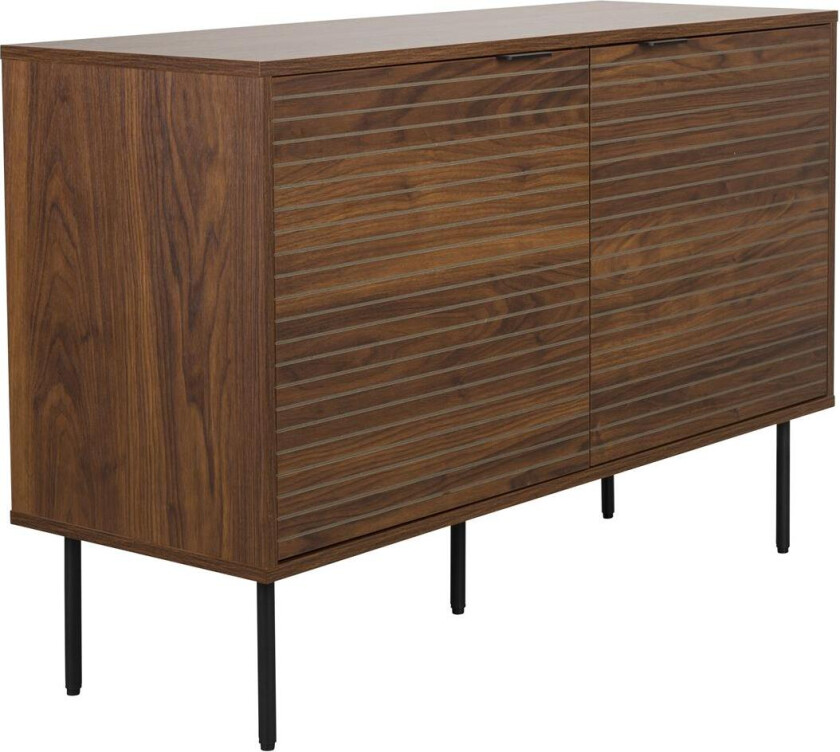 WHITE LABEL LIVING Stripes høyt skjenk, med 2 dører og 2 hyller - brun MDF og jern