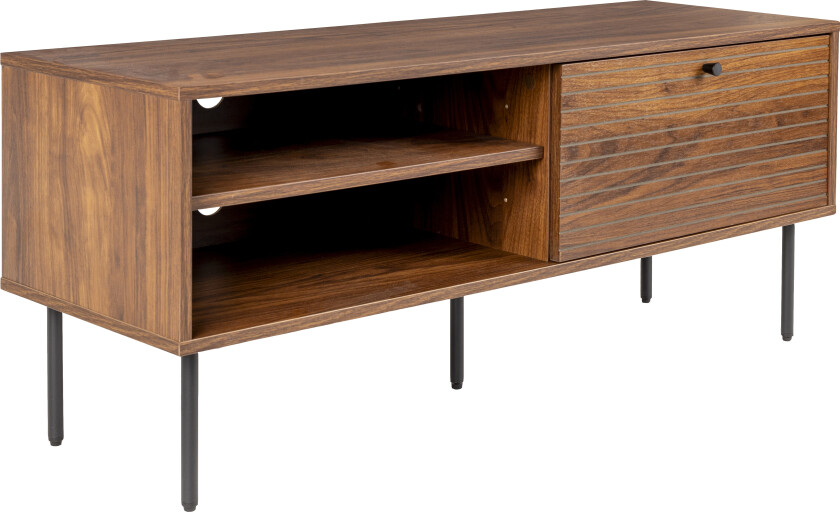 WHITE LABEL LIVING Stripes lavt TV-bord, med 1 dør og 2 hyller - brun MDF og jern (120x40)