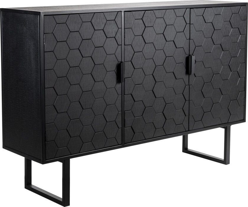 Bilde av WHITE LABEL LIVING Linc høy skjenk, med 3 dører - svart gran og svart jern