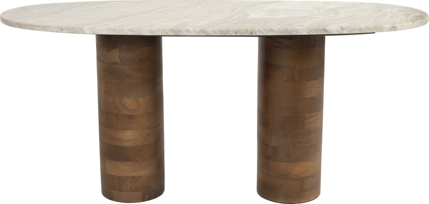 WHITE LABEL LIVING Kouk salongbord, ovalt - brun marmor og brunt mangotre (100x40)