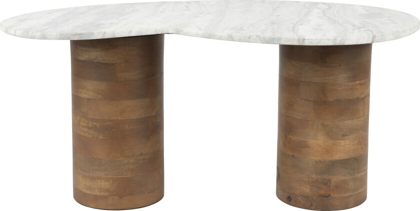 WHITE LABEL LIVING Peli salongbord, organisk - beige marmor og brunt mangotre (84x48)