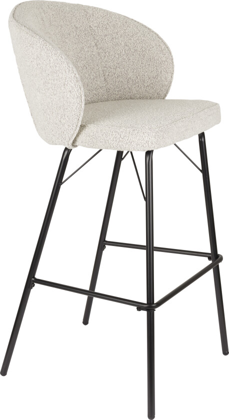 WHITE LABEL LIVING Joa barkrakk, med ryggstøtte og fotstøtte - beige polyester og svart jern