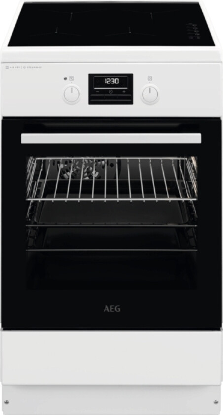 Aeg Cib56494bw, Frittstående Komfyr, Hvit, Rotasjon, Hvit, Front, Elektronisk