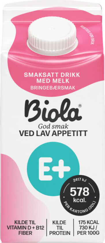 Biola E+ Drikke Bringebærsmak 300ml