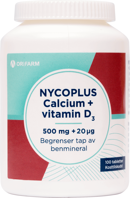 Calcium med D3-vitamin tabletter 100 stk