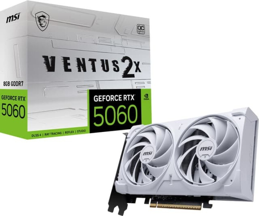 Nvidia GeForce RTX 5060 VENTUS 2X OC 8GB grafikkort (hvit)
