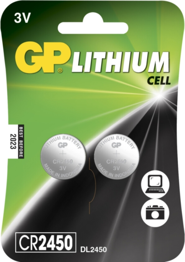 GP Knappcell Litium CR2450 2-pack