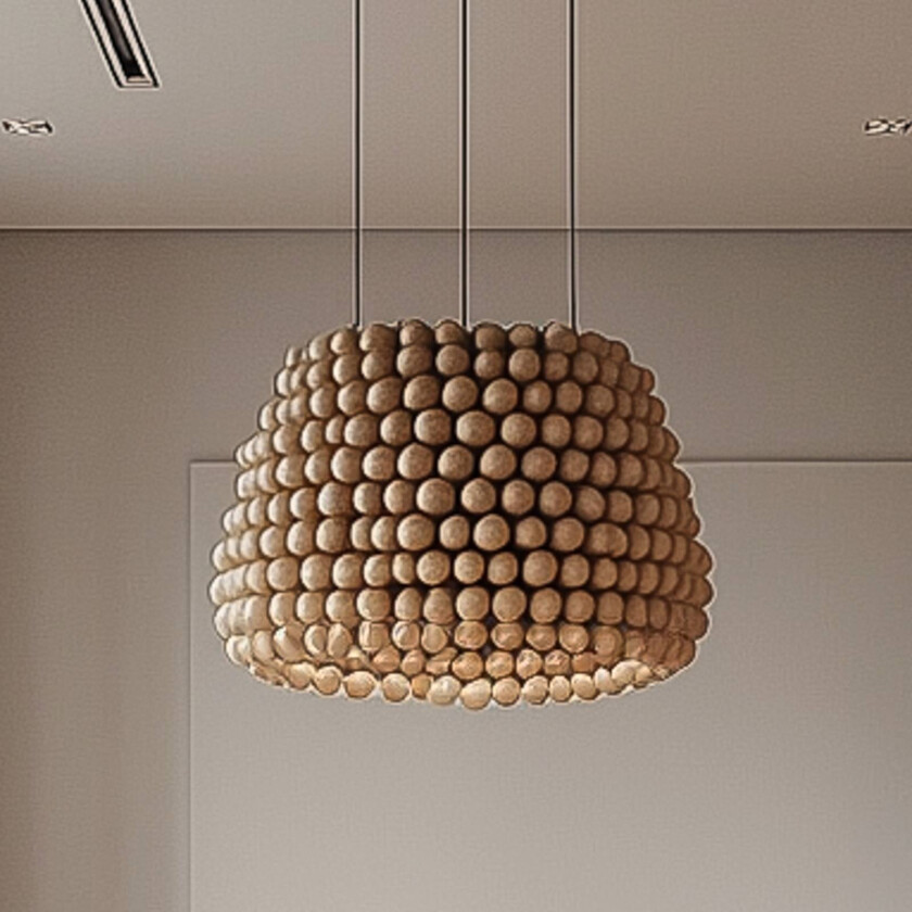 Lucande hengelampe MARBLE, tre, naturfarget, Ø 40 cm, E27