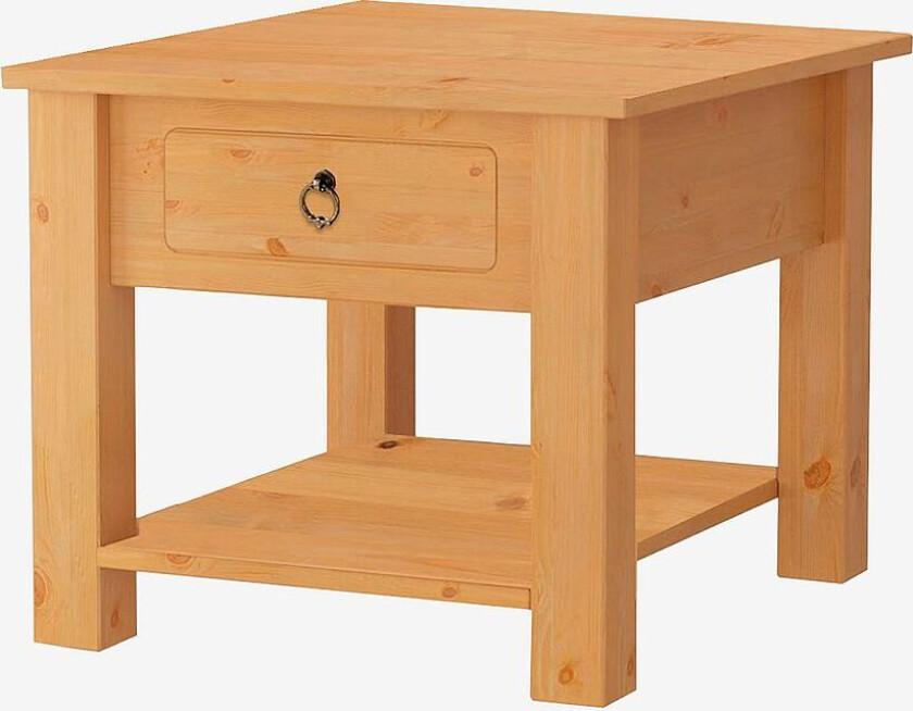 Salongbord med 1 skuff i furu natur Ines, Brun