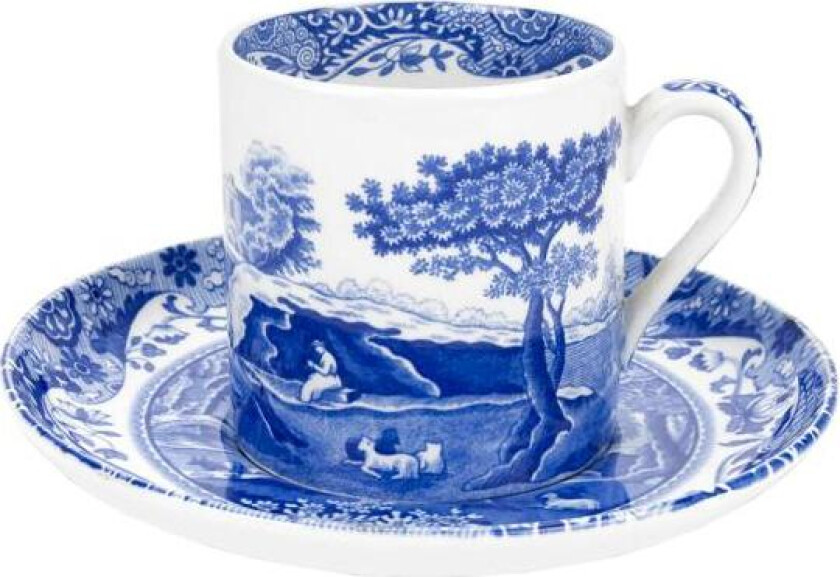 Blue Italian kaffekopp med fat 9 cl