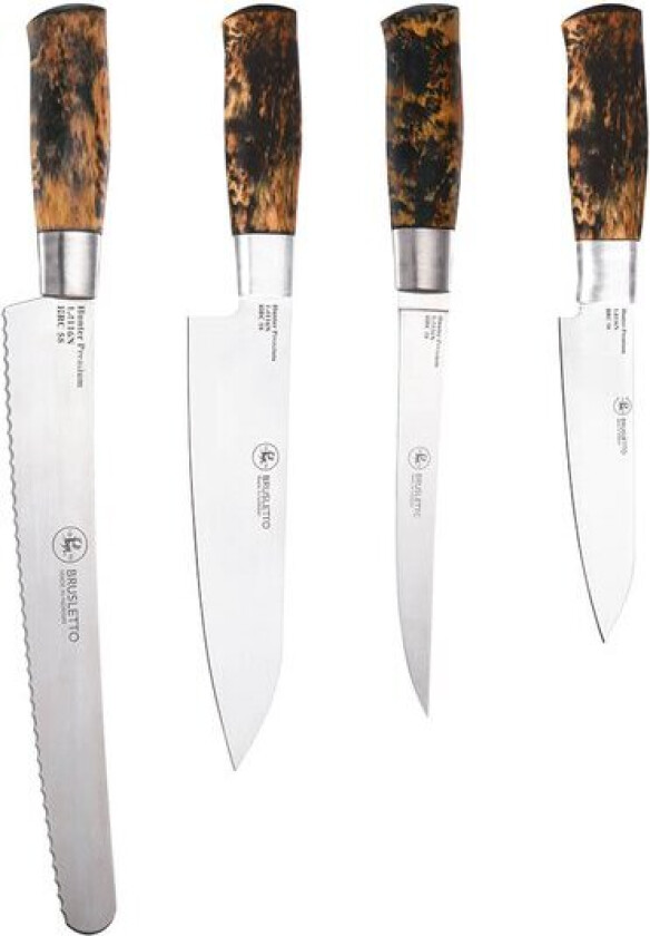 Hunter Premium Chef knivsett 4 deler masurbjørk