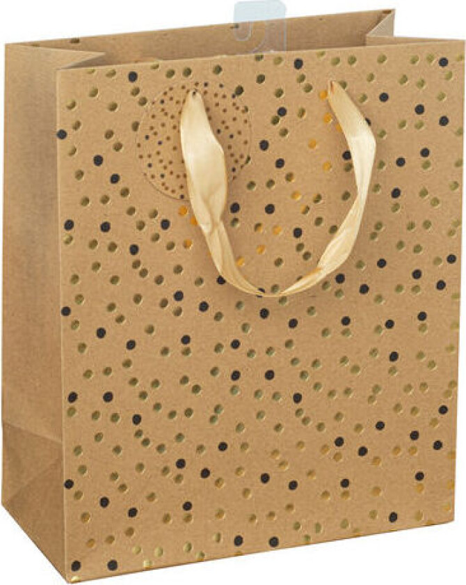 Gavepose prikker M sort/gullfolie kraft