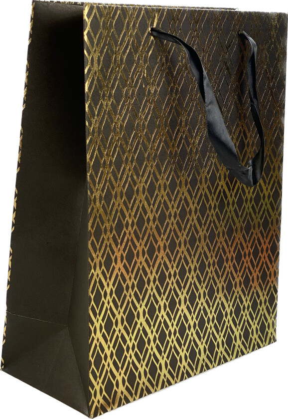 Gavepose L ruter kraft sort/gullfolie