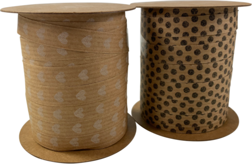 Gavebånd kraft 20m hjerter/prikker 2ass