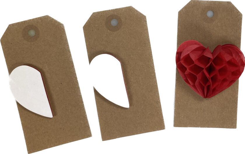 Bilde av Merkelapper hjerte pompom kraft 3pk rød