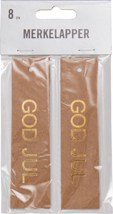 Merkelapper God jul 8pk kraft gullfolie