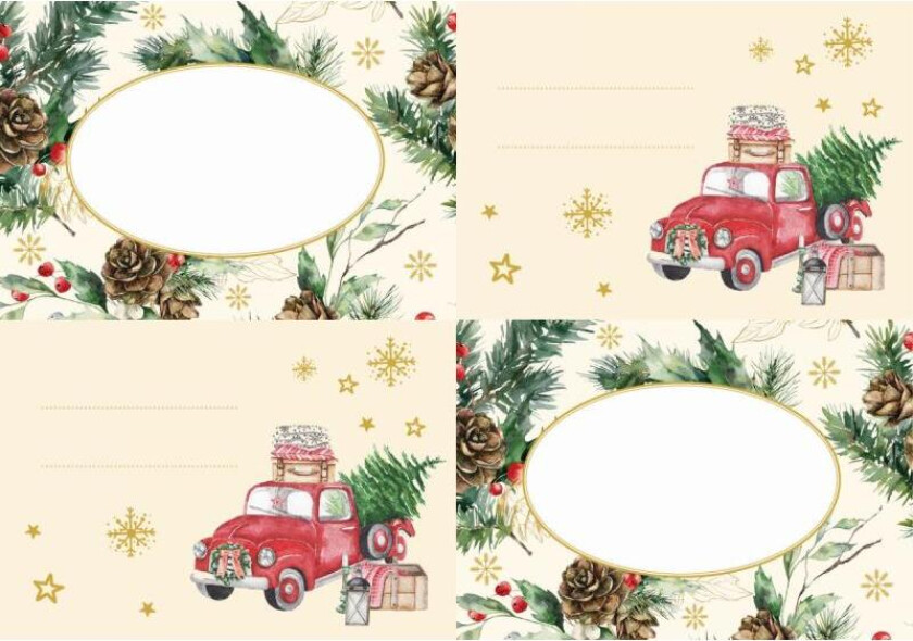 Merkelapper jul m/lim 2 ark bil/kongler