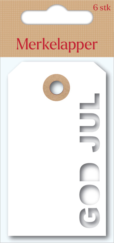 Merkelapper god jul 6 stk hvit