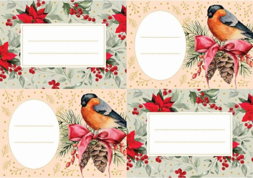 Merkelapper jul m/lim 2 ark fulg/stjerne