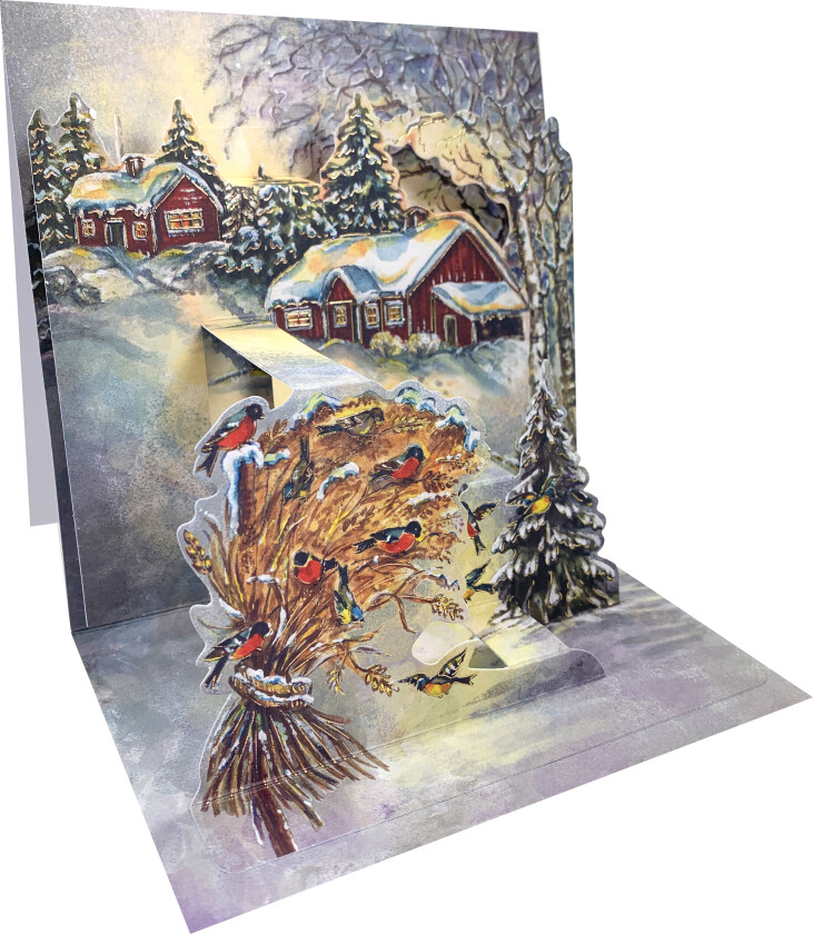Kort doble 3D jul fuglenek