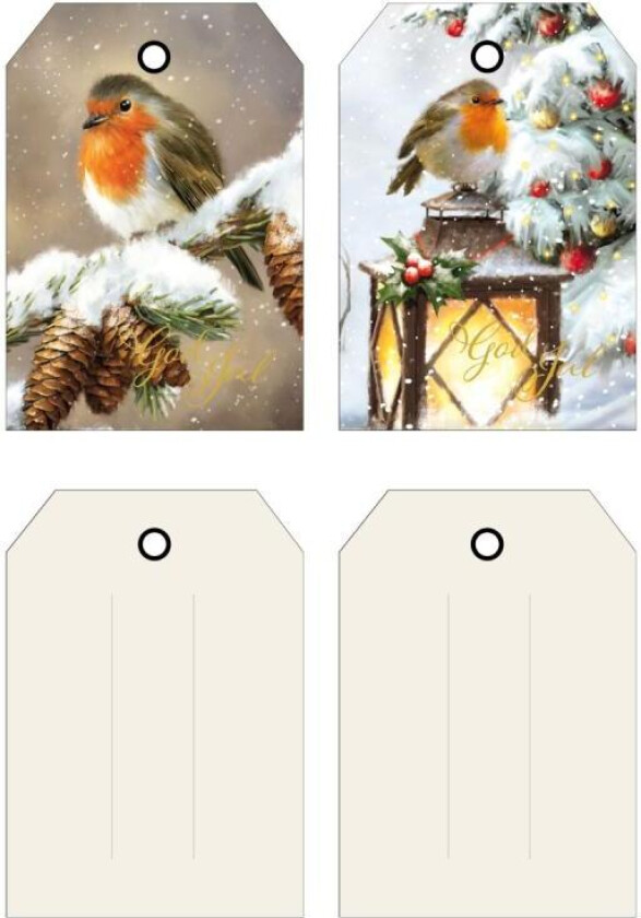 Merkelapper 6pk 2design fugl/lykt/kongle